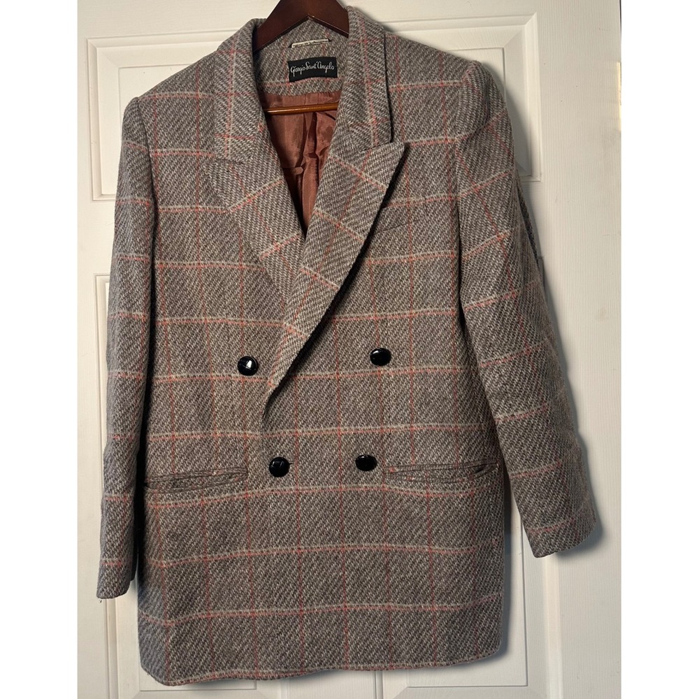 Vintage‎ Giorgio Sant'Angelo 100% Pure Wool Double Breasted Jacket Blazer Sz 10